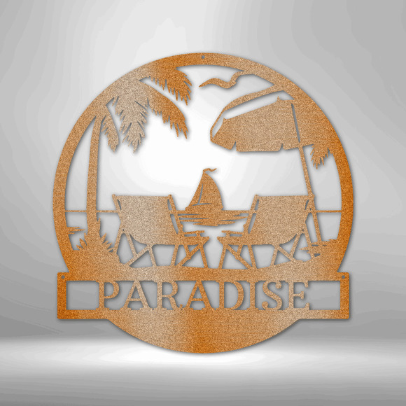 Paradise Monogram Metal Sign Laser Cut Powder Coated Home & Office Metal Wall De